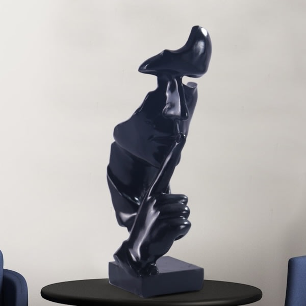 Keep Slient 3D Modern Minimalistinen Skulptur Ornament Resin Abstrakt konststaty för hemmakontor 28,5*11*10cm Enfärgad Guld 28,5x11x10cm