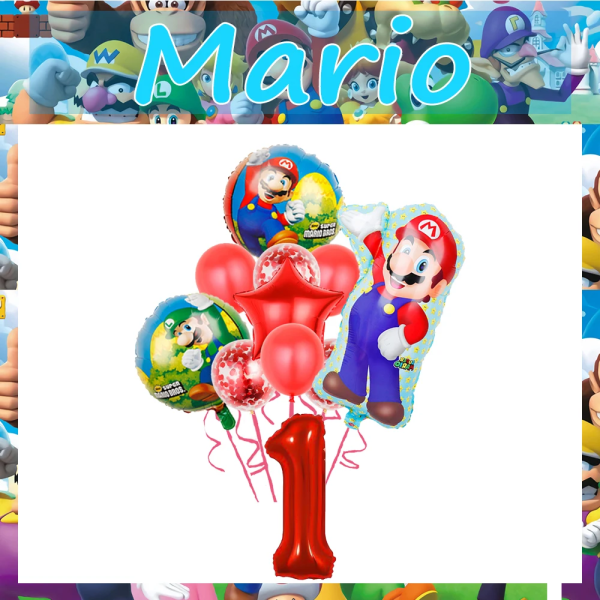 Marioed Super Bro -koristeilmapallot juhliin, syntymäpäiväjuhliin, koristeluun, pojille, juhlatarvikkeet, vauvakutsuille, perheelle, foliolatksipallo A Ballon 11Pcs-4