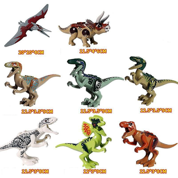 Jurassic World Dinosaur Legetøjssæt - 20 Dele T-Rex & Raptor Figurer [YD]