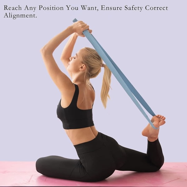 2 Packblue Yoga Strap (6ft) Stretch Band med justerbar metall D-ring spänne Loop | Trening og fitness stretching for yoga, pilates, sjukgymnastik,