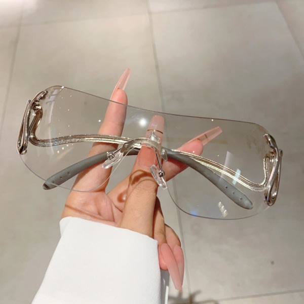 No Frame Snake Mirror Ben Solglasögon Henkilökohtaiset Innovatiivinen Suunnittelu Rese Solglasögon Grå Slice