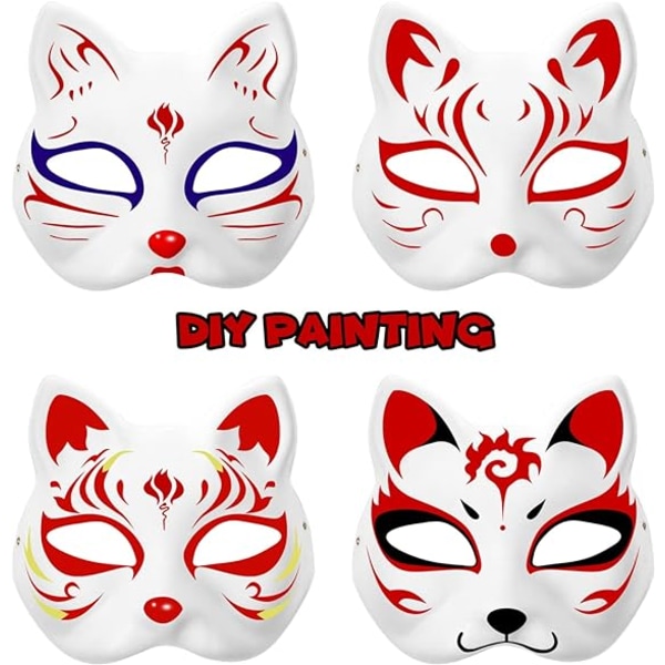 10 kpl Maalatavia Kissanäkömaskeja, Eläinten Pukeutumisnaamioita DIY Valkoisia Naamioita Puolilleen Maskeraadi Halloween Lapset Cosplay Naamiot Pukujuhlat Suosikki