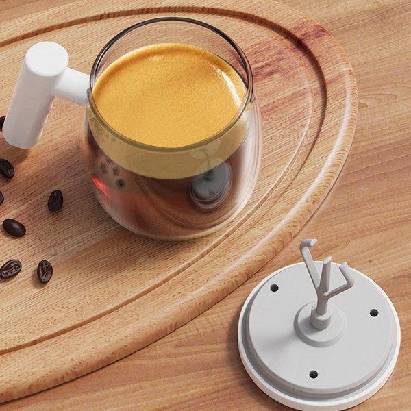 Trådløs elektrisk selvomrørende kaffemugg i glas Flerfunktionsvattendrickskopp for hemkök Office Khaki