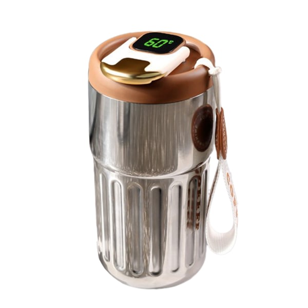 Kaffemugg med temperaturdisplay Bærbar vandflaska i rostfritt stål for resorber Silver Coffee