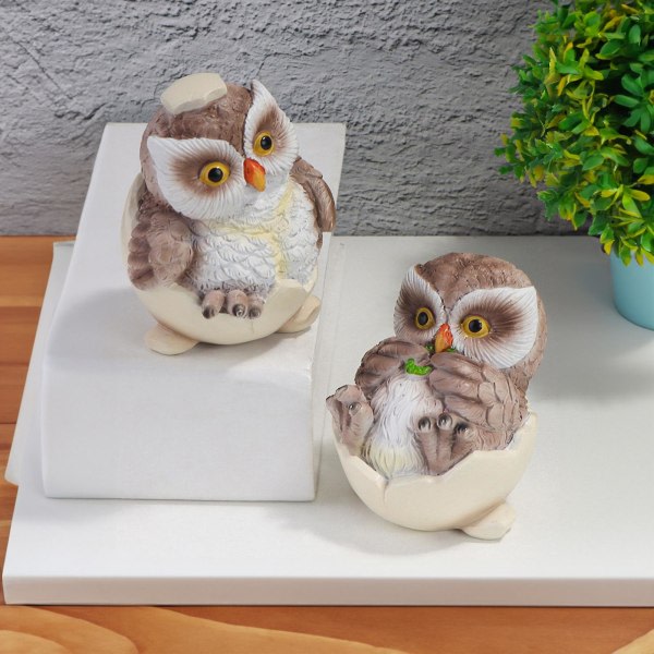 2 st Söta ugglor Staty Bedårande Uggla figurer for Owl Lovers Hemmakontor Trädgårdsdekor