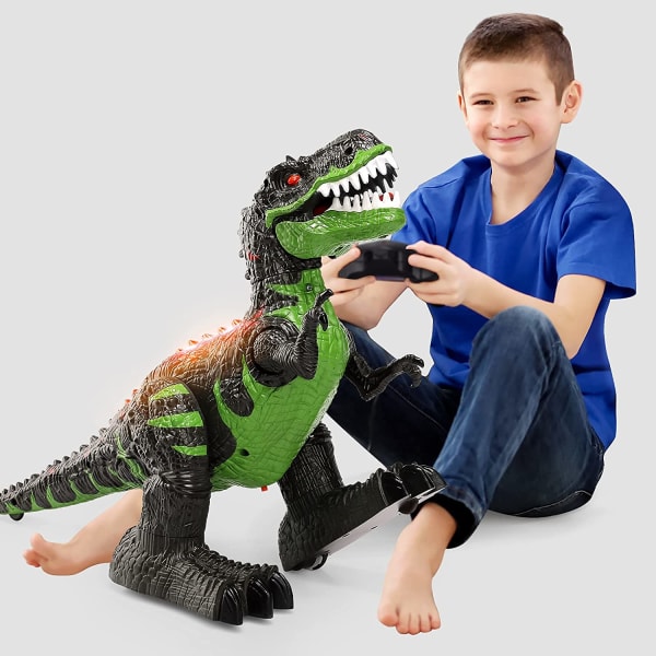 2,4Ghz fjärrkontroll dinosaurieleksaker, Walking Robot Dinosaur med LED-ljus och ljud, Simulering