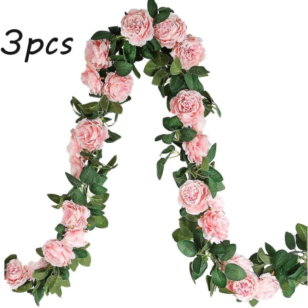 3 stykker kunstig blomsterranke 2m Silk Rose Peony Artifici