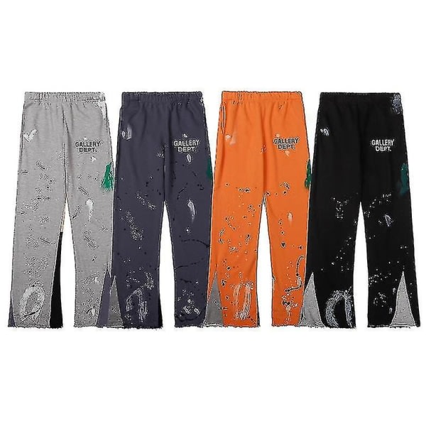 Gallery Dept Sprinkled Graffiti Guard Pants Suorat farkut Miehille ja Naisille Rento Oranssit XL