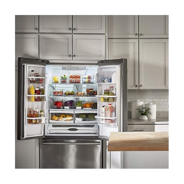 Klare høje beholdere i køleskabet - stabelbare køkkenspande og beholdere til at organisere dåser