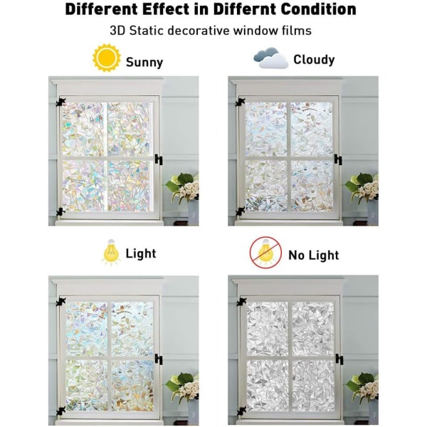 Vindusfilm Regnbueeffekt, 3D UV-beskyttelse, 60x300CM