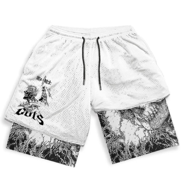 Anime Gym Shorts Men Women Berserk Manga 3d Print 2 In 1 Performance Shorts Workout Summer Quick Dry Compression Short Pants L