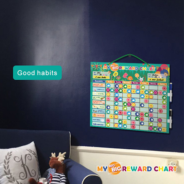 1 Set Magnetisk Belöningsschema för Barn, Magnetisk Bredd Kalender med Whiteboardpennor och Beteenden