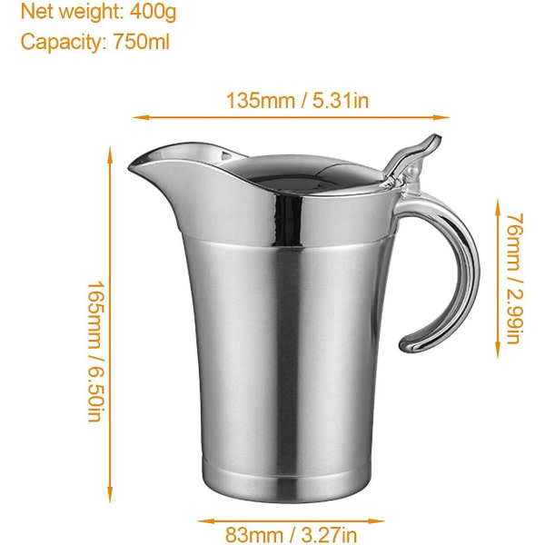 Galaxy dobbeltlags isoleret rustfrit stålsaucekande med låg (750 ml)