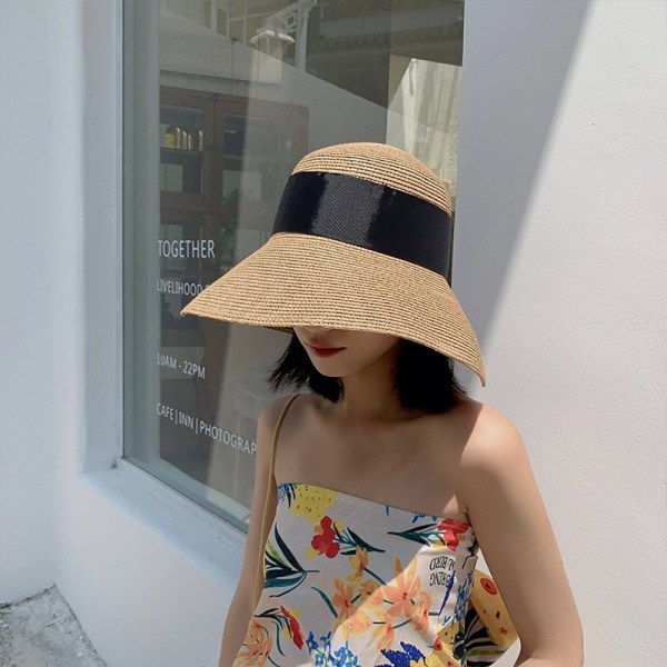 Dame stråhat strandhat UPF 50+ Foldbar solhat udendørs