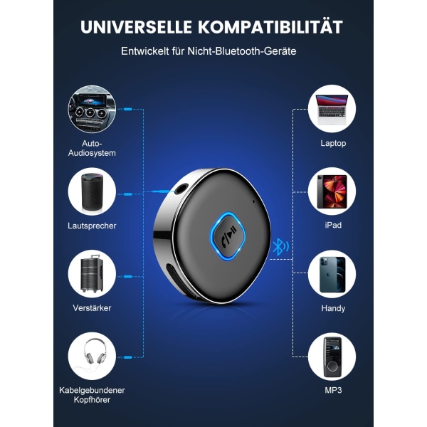 Bluetooth-adapter, for musikkstrømming/håndfri-samtaler