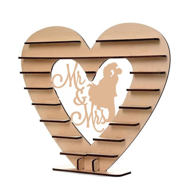 Trähjärta Chokladställ Dekoration Fristående Kärlek Ihålig prydnad Träblockhantverk för hemmakontorspar