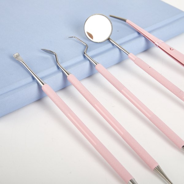 3/4/5ST Rosa rostfritt stål Dental Mirror Dental Kit 4ST