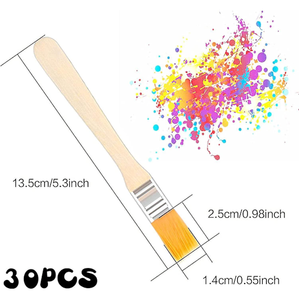 30-pakning med 11 mm brede malerbørster med skaft i tre