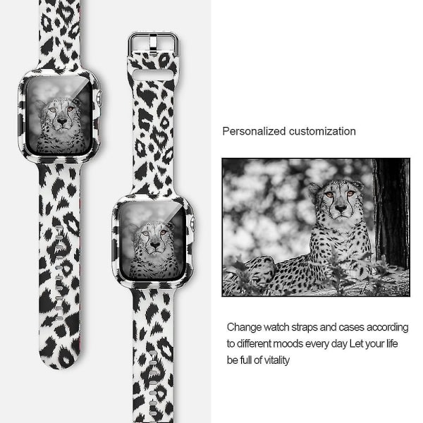Kellon ranneke Apple Watch Series 7 41mm / & 6 & Watch & 5 & 4 40mm valkokarvaiselle Leopardille