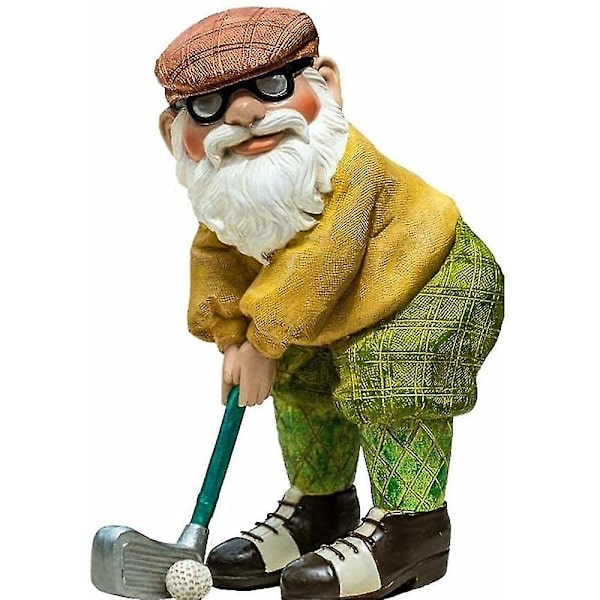 Ulkoilmagolfarin Pihatonttuhahmo, hauska golfpihatonttuveistos, Polyresin, Väri, Uutuus Piha- ja Nurmikko-koriste