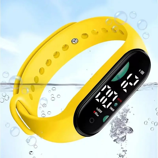 Klocka Elektronisk LED Digital Armbandsur för Kvinnor Mode Casual Enkel Silikon Touch Vattentät Armbandsklocka 02 Yellow