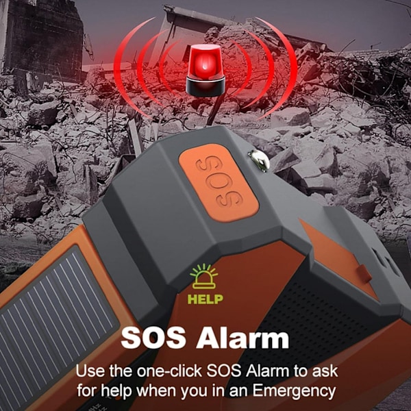 10000mAh Handvev Nödradio - Solar Handvev Radios Campingprylar Survival Gear-WELLNGS