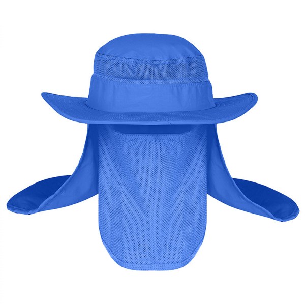 Cap fiskehatt,UPF 50+ Solbeskyttelse Cap Avtagbar hals- og cover for man women (kungsblå)