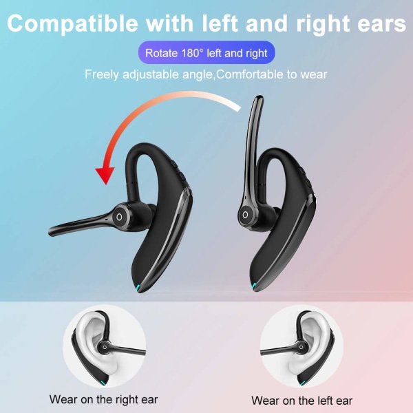 Bluetooth 5.1 trådløst headset Vandtæt støjreduktion (sort)