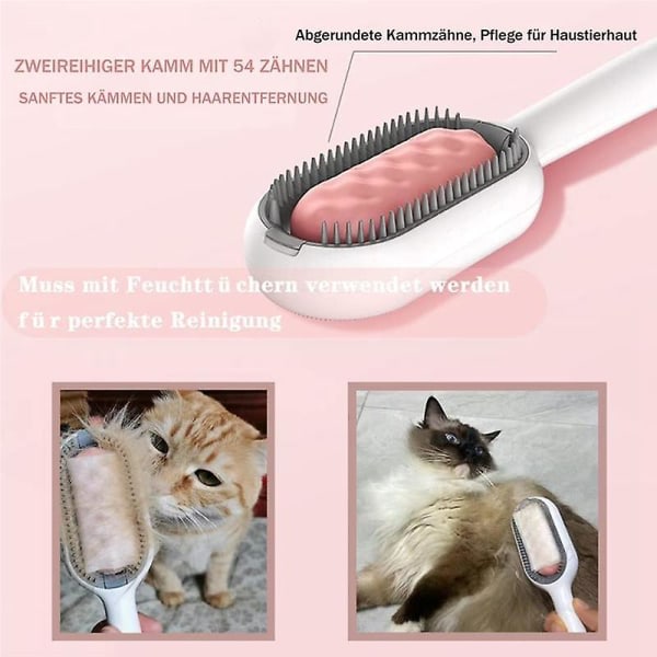 , Bærbar multifunksjonell djurvårdsborste, 2-i-1 hårborttagning og rengjøring for og hundar-