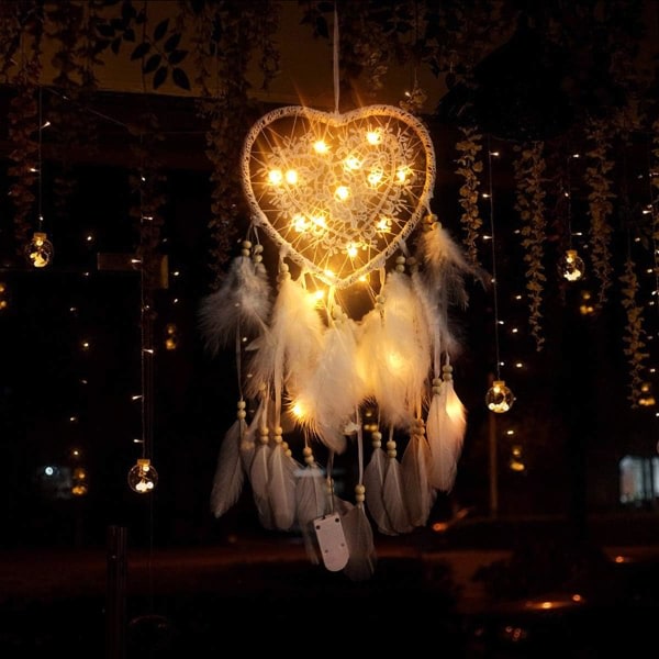 Feather Dream Catcher, Feather Dream Catcher med LED-lys,