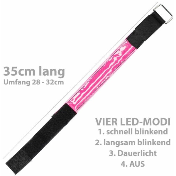 4x LED-armband reflektor blinkers reflektorremslampa ljusremsa joggingcykel rosa