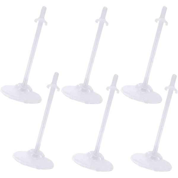 Minidockställ för Barbie-dockor, dockklädesställ, transparent dockställ, hållare för Barbie-dockor, 6-pack