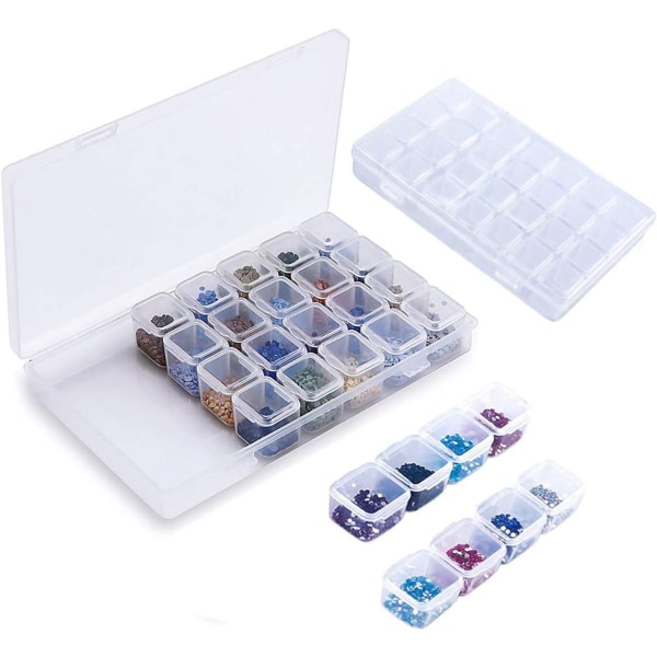 Plastic storage box with 28 removable compartments