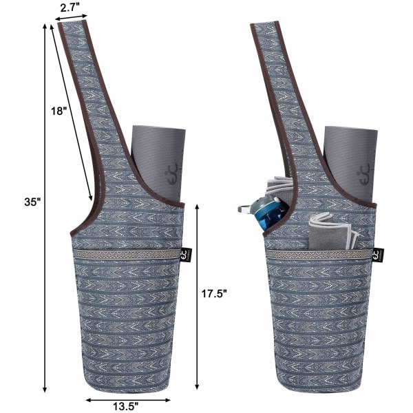 Yogamåtte taske med stor størrelse lomme og lynlås lomme