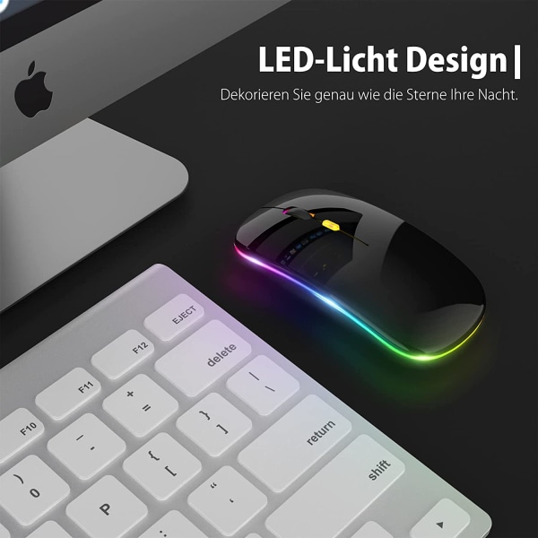 Trådlös LED-mus Uppladdningsbar tyst trådlös mus USB re