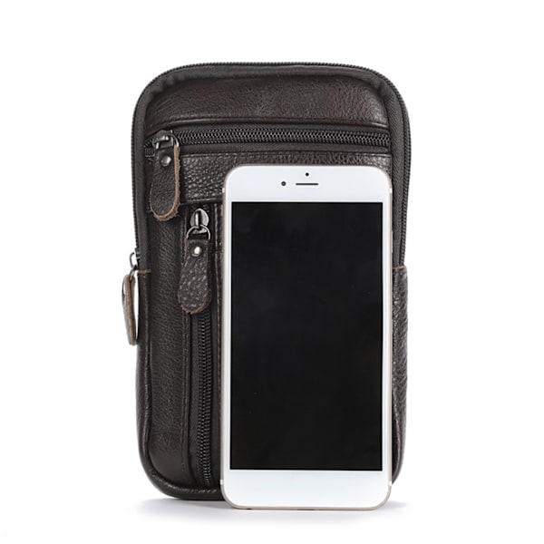 Herr Äkta Läder Mode Telefonväska Bältesväska Axel Crossbody Midjepaket
