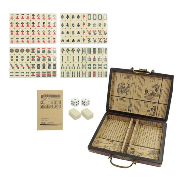 Underhållning Mahjongbrickor med håndtagsfodral Logisk tänkande Träningsspel Present till venner Familie A
