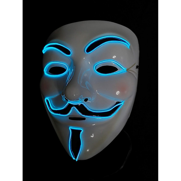 Mask med LED, V För Vendetta, Vit