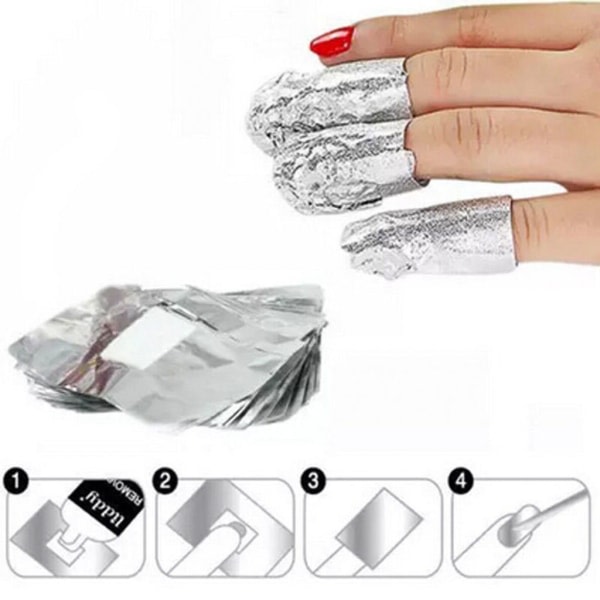 200 st aluminiumfolie Nail Art Soak Off Acryl Gel Polish Nail Wraps Remover