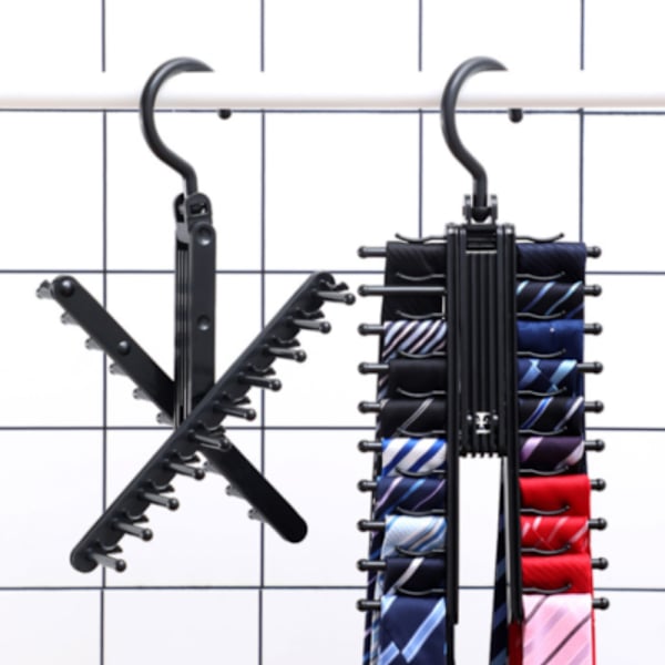 Slipshållare Hängare Rack Organizer Rotat Bälte Hållare Garderob Hook Förvaring