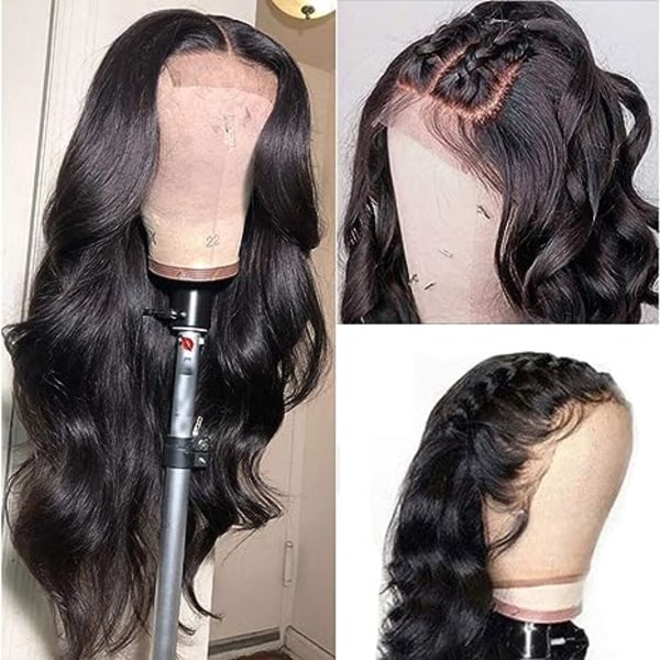 Kemiallinen kuituperuukki Pitkät hiukset naisille Keskipitkät mustat pitkät
