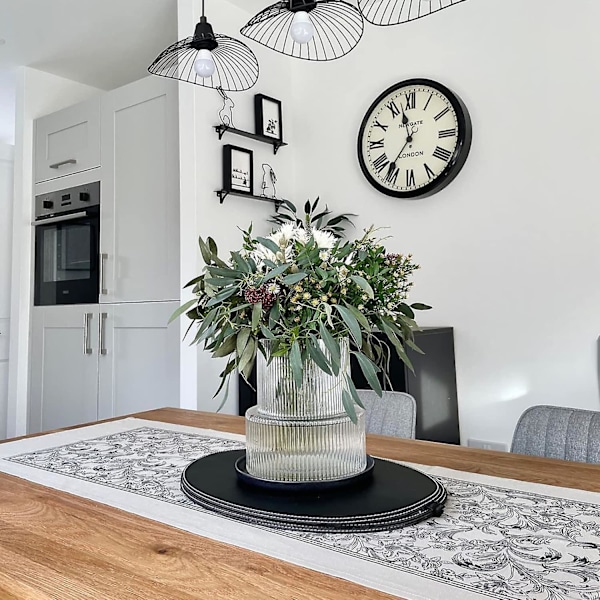 Klar glasvas, räfflad vas, räfflad glasvas, blomvas, modern vas för bordsdekorationer, dekorativ vas för vardagsrum, matbord, hall