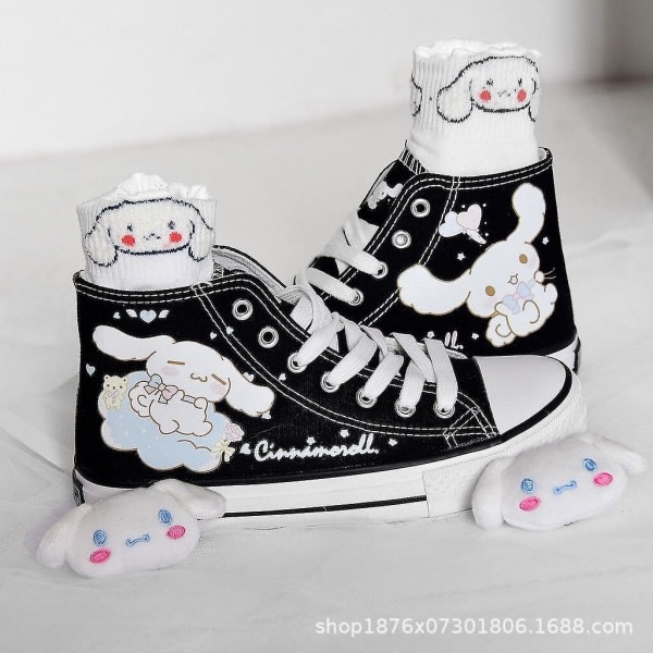 Kawaii Cinnamoroll Sanrioed Skor Cartoon Skor Canvas Skor High Top Canvas Skor Flickor F?delsedagspresent 36 B