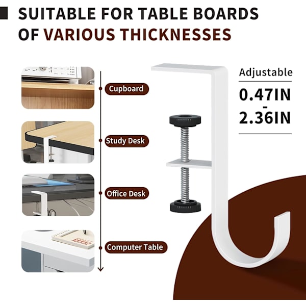 3 ställbara klämmor för skrivbord, ryggsäcksväska, handväska, krok för kontorsbord, klämma, handväskhållare, små krokar