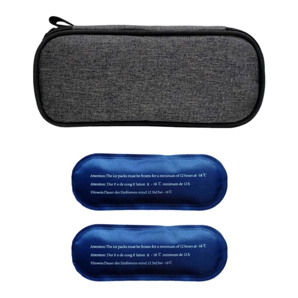 Medicinsk väska, mini-isolert forpackning med 2 små ispåse, med håndtag, komfortabelt hålla kyla Bärväska kylpåse, (FMY) grå