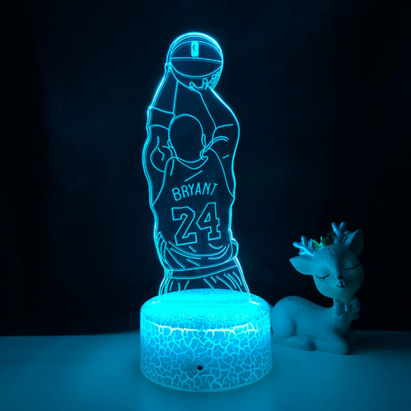 JUSTUP Basketballspiller Natlys 3D Illusion LED-lampe med fjernbetjening Bedste fødselsdag for sportselskere --- A3（Crack Seat）