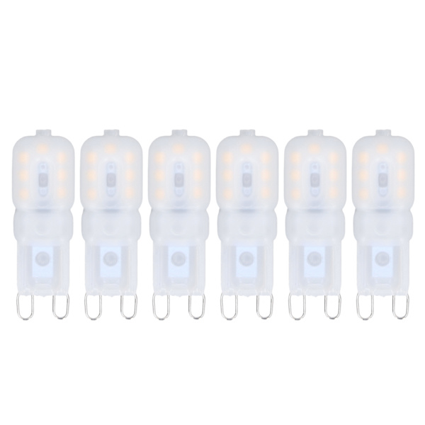 6 stk G9 LED-pærer Dimbar 3W energisparende 360 graders glødelampe for taklamper og taklamper Varmhvit 220-240V