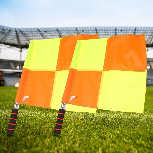 Fotbollsdomarflaggor med väska Fotbollsdomare Linesman sidelinje Fair Sports Match Flaggor Domarutstyr, grønn og oransje