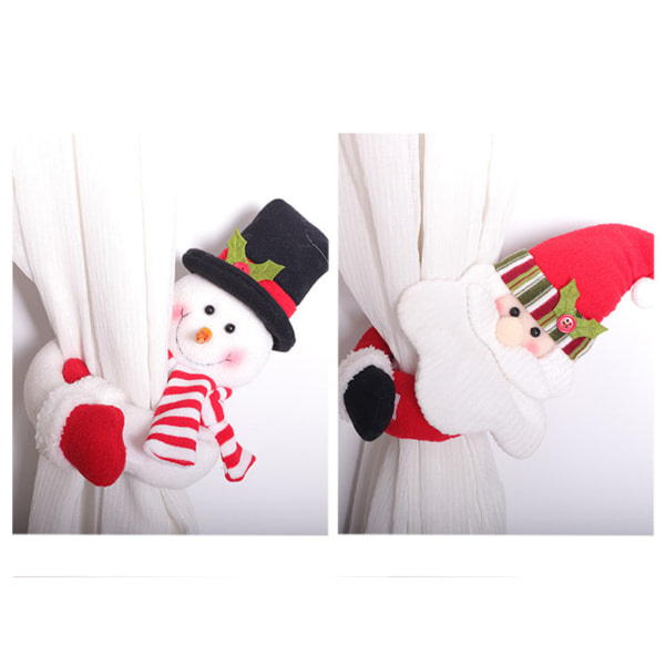 gardinhållare - Jultomte och snögubbe gardinfäste jul, gardinhållare gardiner med kardborrefäste som juldekoration
