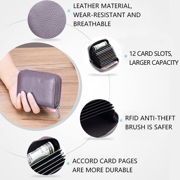 RFID-blokkerende kredittkortlommebok i ekte skinn